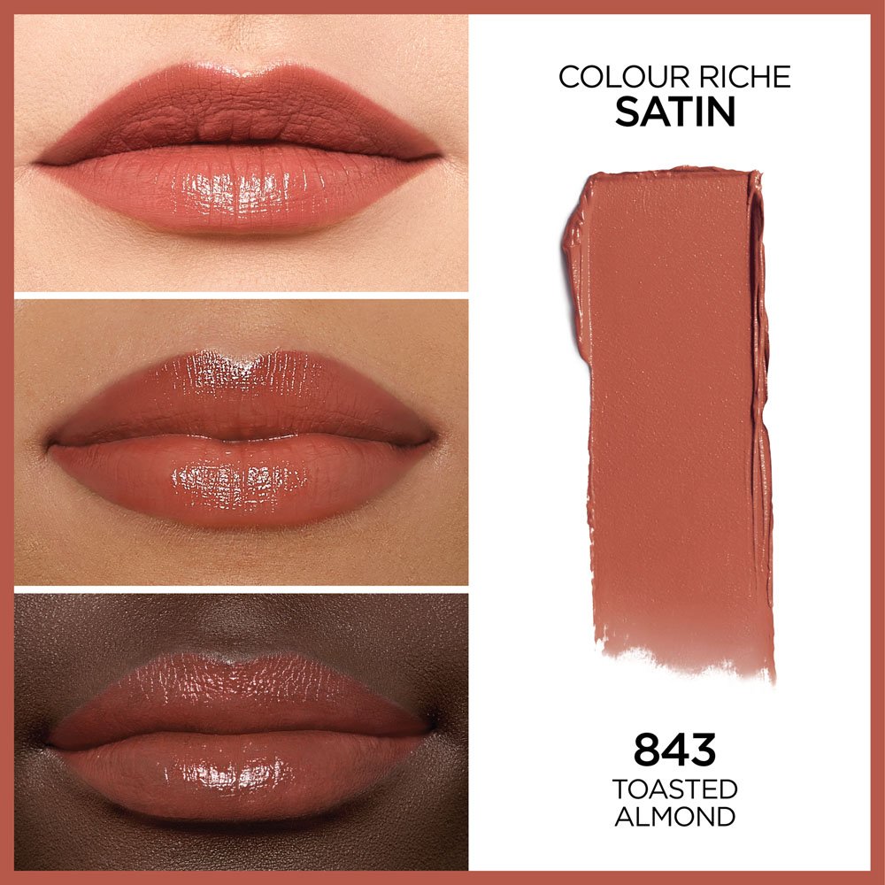 Loreal Cosmetics Lip Colour Riche Satin Lipstick 843 ToastedAlmond 071249045664 AV77
